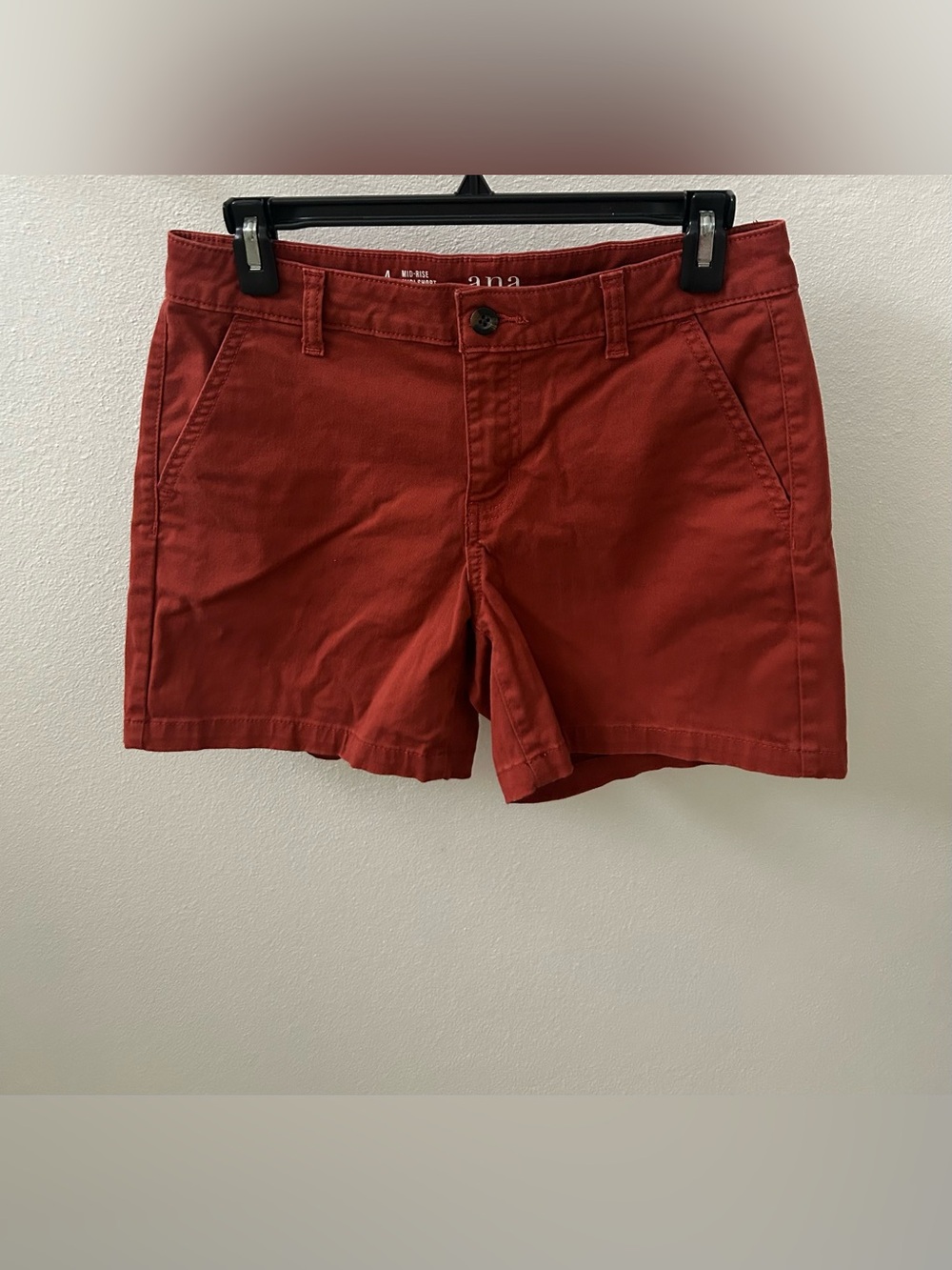 a.n.a Rust Red Mid-Rise Cotton Shorts